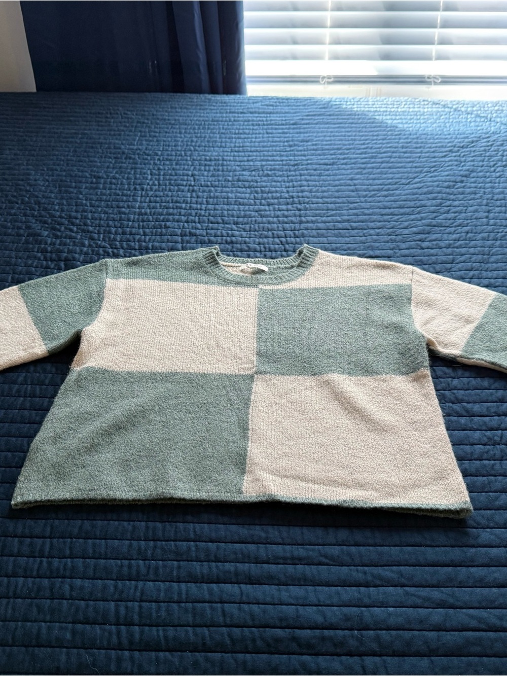Z Supply Checker Panel Crewneck Sweater - Sage & Cream